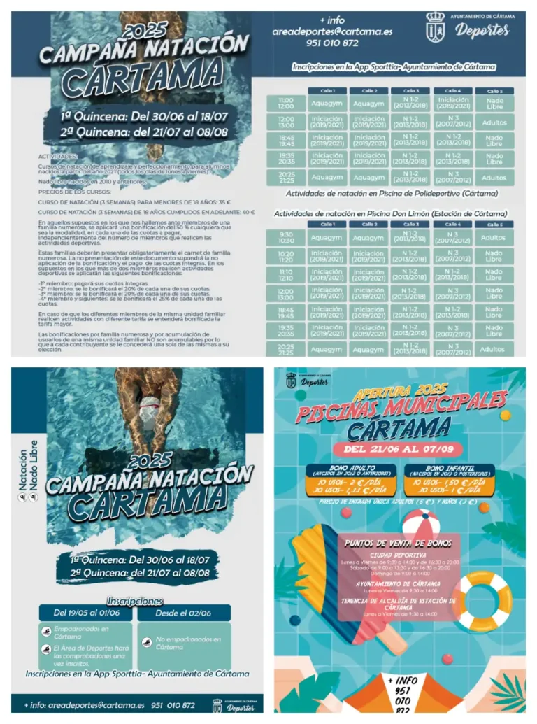 Cártama abre la temporada de piscinas municipales con bonos especiales y una nueva edición de la Campaña de Natación