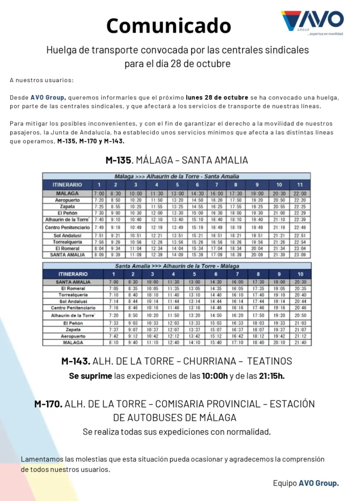 Aviso muy importante para los usuario de las Líneas de Bus Urbano e Interurbano
